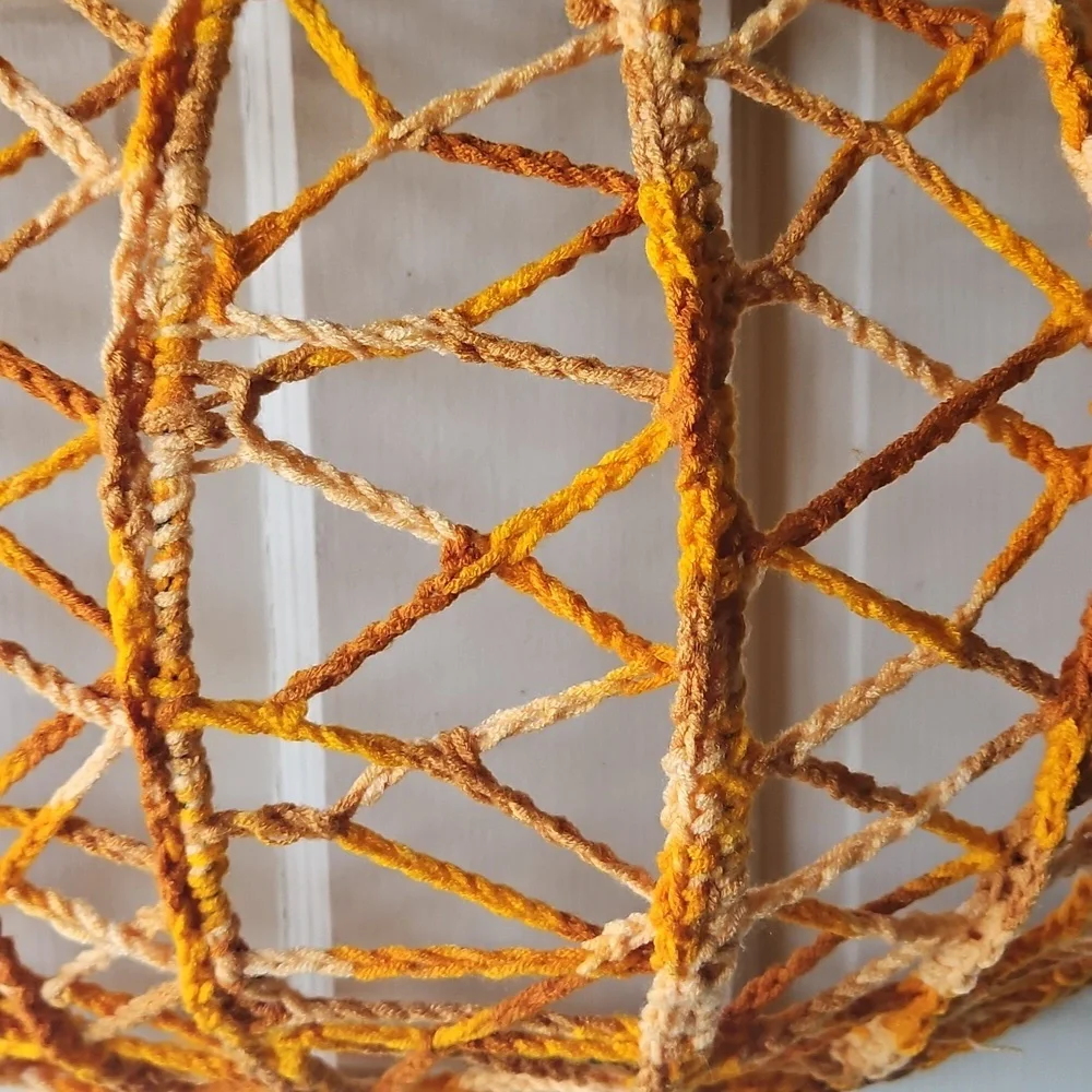 Hand Crafted Crochet Art Door Decor Handmade Holiday Wreath Pumpkin Wall Decor